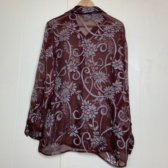 Silk Per Lui Per Lei by Kukki sheer eggplant top - Picture 5 of 8